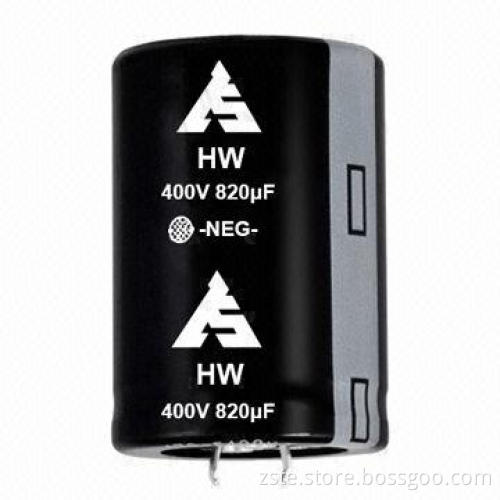 Snap-in e-cap, HW series, 400V, 820uf
